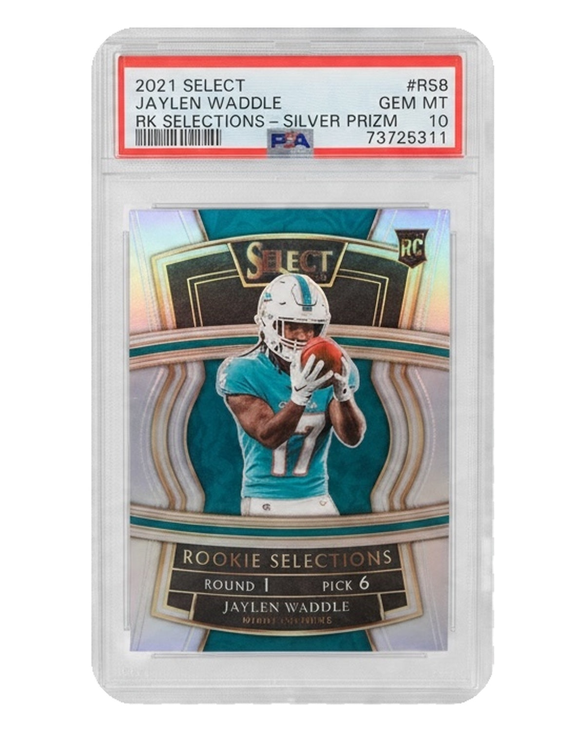 2021 Panini Select Jaylen Waddle #RS8 PSA 10 slab standardized 1200x1500