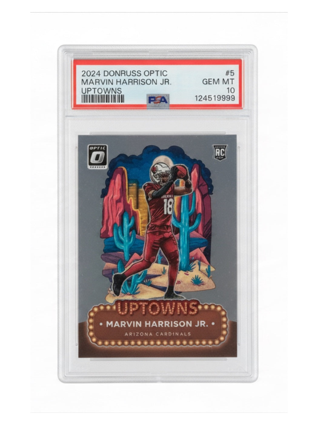 2024 Donruss Optic Uptowns Marvin Harrison Jr. #5 PSA 10 slab centered on a clean white background